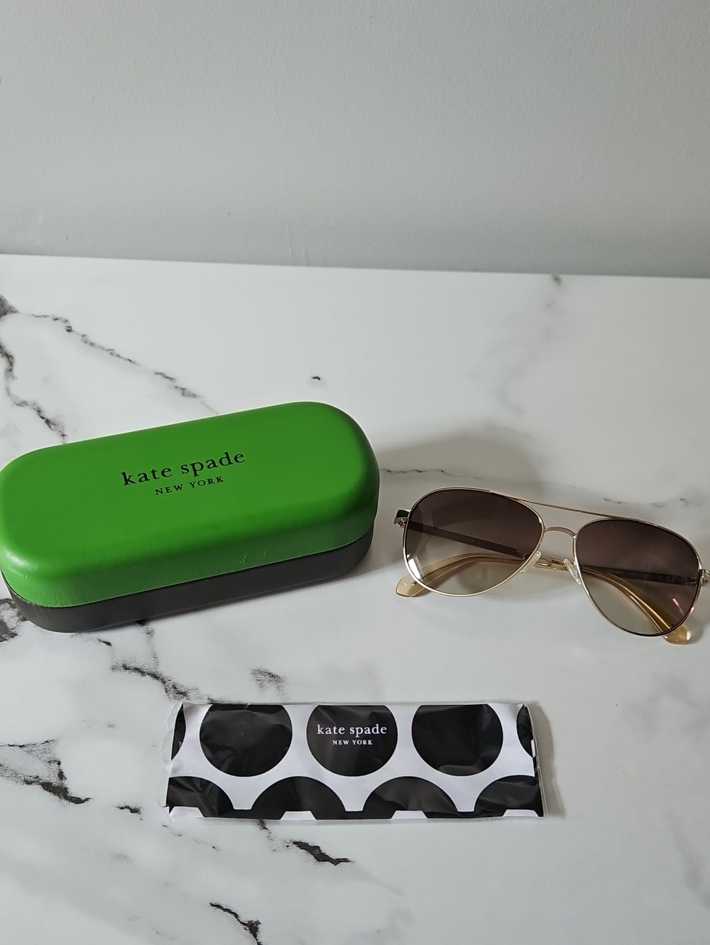 Kate Spade New York Emmaline Aviator Sunglasses w/ Gold Frames & Brown Lenses